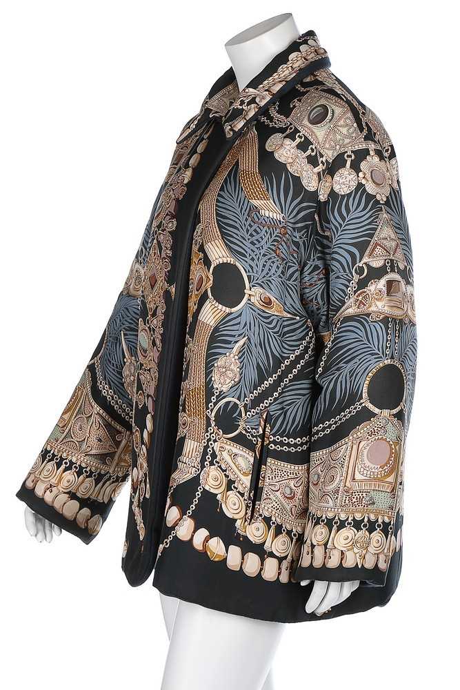 Click for high resolution Lot 92 - An Hermès reversible printed silk and wool...