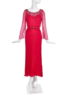 Lot 89 - A Christian Dior by John Galliano embellished raspberry-pink silk chiffon evening gown, circa 2007