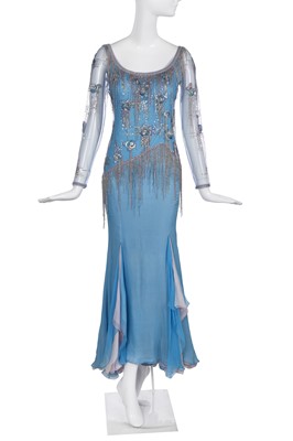 Lot 84 - A John Galliano embellished blue evening gown, circa 2005