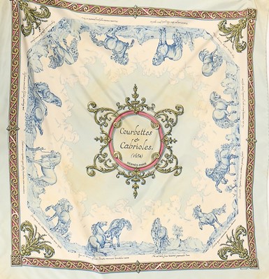 Lot 95 - Four Hermès printed silk scarves, 1955-modern,...