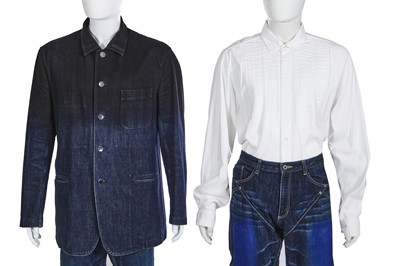 Lot 62 - An Issey Miyake men's degradé denim ensemble, Autumn-Winter 2002-03