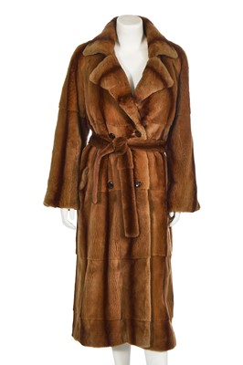 Lot 66 - A Liliane Romi brown fur coat, probably rex rabbit, 2000s