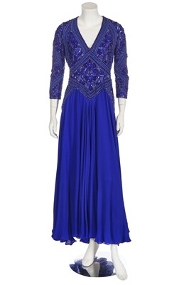 Lot 57 - An Elie Saab blue beaded silk chiffon evening gown, 2010s