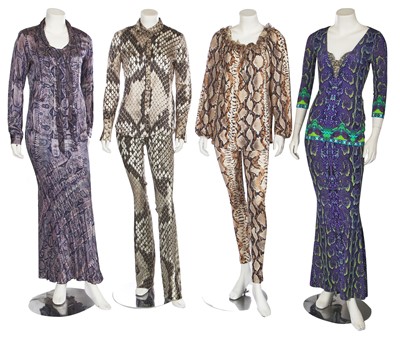 Lot 53 - A group of Roberto Cavalli snakeskin-printed ensembles, circa 2010-15