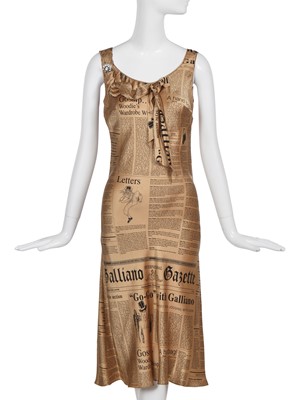 Lot 77 - A John Galliano 'Galliano Gazette' newspaper print dress, 'Too Rich to Walk' collection, Spring-Summer 2005