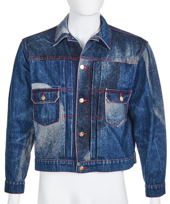Lot 92 - A Vivienne Westwood men's 'Marlene' print denim jacket, 'Always on Camera' collection Autumn-Winter 1992-93