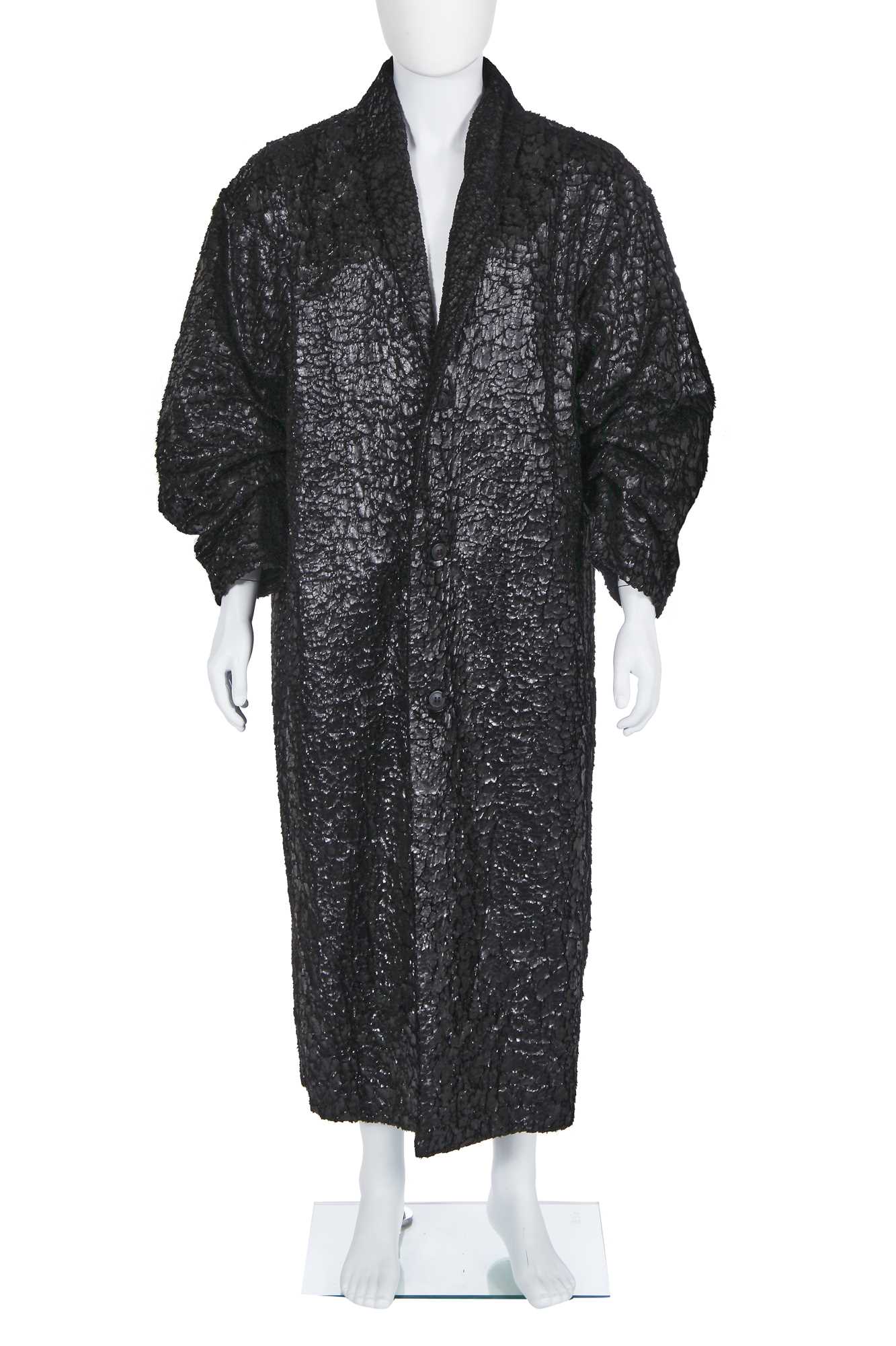 Lot 63 - A good Issey Miyake men's melted polyester coat, Autumn-Winter 1987-88