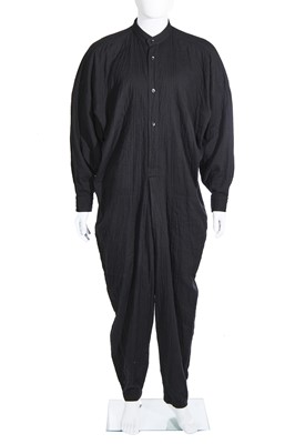 Lot 65 - An Issey Miyake men's black cotton jumpsuit, circa 1987