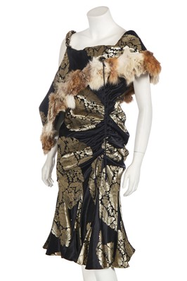 Lot 85 - A John Galliano black silk and fur dress, 'Esquimeau' collection, Autumn-Winter 2002-03