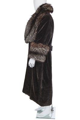 Lot 121 - A Hardy Amies men's grey alpaca and fox fur coat, 1990s-2000s