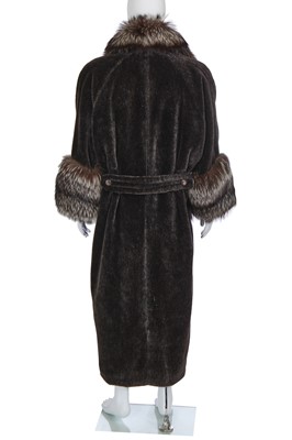 Lot 121 - A Hardy Amies men's grey alpaca and fox fur coat, 1990s-2000s