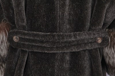 Lot 121 - A Hardy Amies men's grey alpaca and fox fur coat, 1990s-2000s