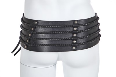 Lot 129 - A Hardie Amies men's black leather waist cincher/hip belt, 1990s-2000s