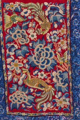Lot 537 - A Chinese embroidered magenta damask silk skirt, qun, 19th-century