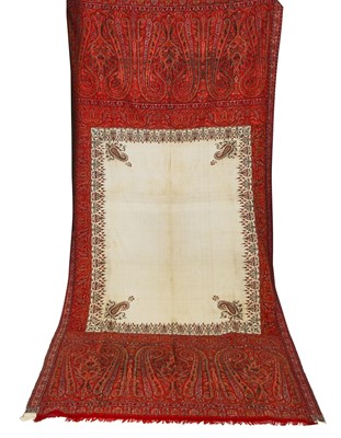 Lot 518 - A woven wool long shawl, Kashmir, India, circa 1840