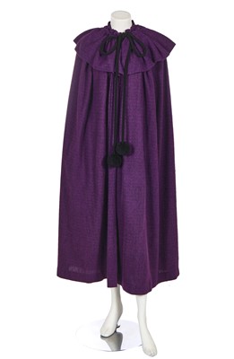 Lot 396 - An Yves Saint Laurent purple wool 'Russian' cloak, circa 1976