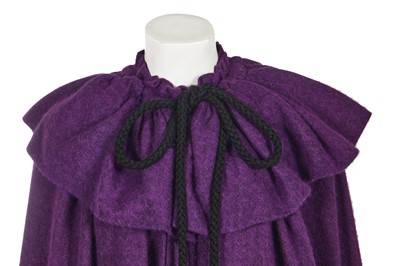 Lot 396 - An Yves Saint Laurent purple wool 'Russian' cloak, circa 1976