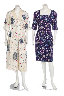 Lot 436 - A Chloé by Karl Lagerfeld printed silk dress, circa 1980