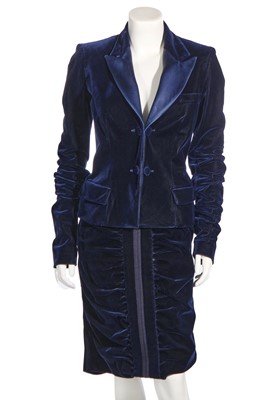 Lot 91 - An Yves Saint Laurent by Tom Ford blue velvet suit, Autumn-Winter 2002-03