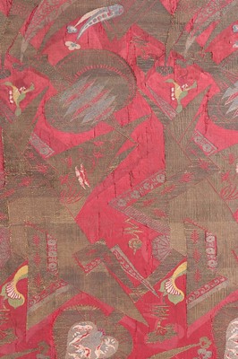 Lot 432 - A mounted panel of Bizarre silk, circa 1700,...
