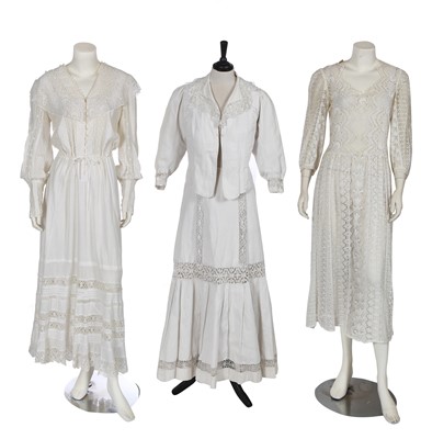 Lot 486 - A group of white lace ensembles, 20th century