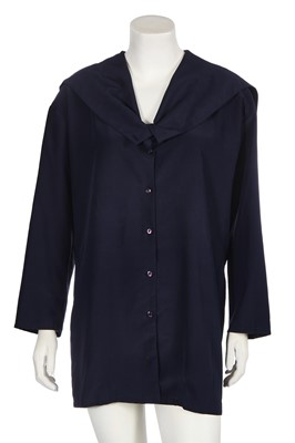 Lot 185 - A John Galliano navy polyester blouse, circa 1990