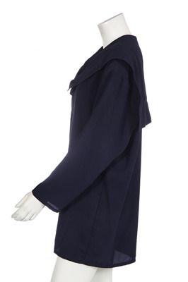 Lot 185 - A John Galliano navy polyester blouse, circa 1990