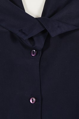 Lot 185 - A John Galliano navy polyester blouse, circa 1990