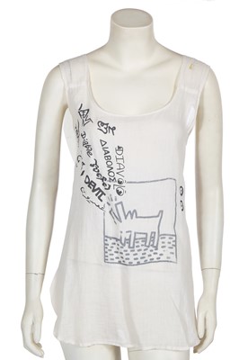 Lot 226 - A Westwood/McLaren Keith Haring printed linen vest top, 'Witches' collection, Autumn Winter, 1983-4