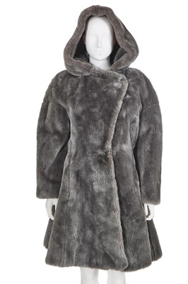 Lot 240 - A Thierry Mugler grey faux-fleece hooded coat, 1980s