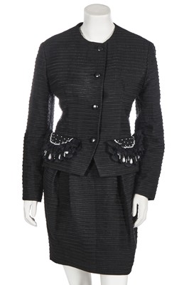 Lot 355 - A Christian Dior by Marc Bohan black silk blend suit, probably Autumn-Winter 1981-82