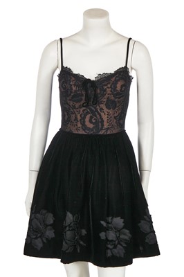 Lot 448 - A Valentino haute couture black velvet and lace cocktail dress, late 1960s