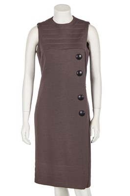 Lot 445 - A Pierre Cardin brown wool dress, 1960s