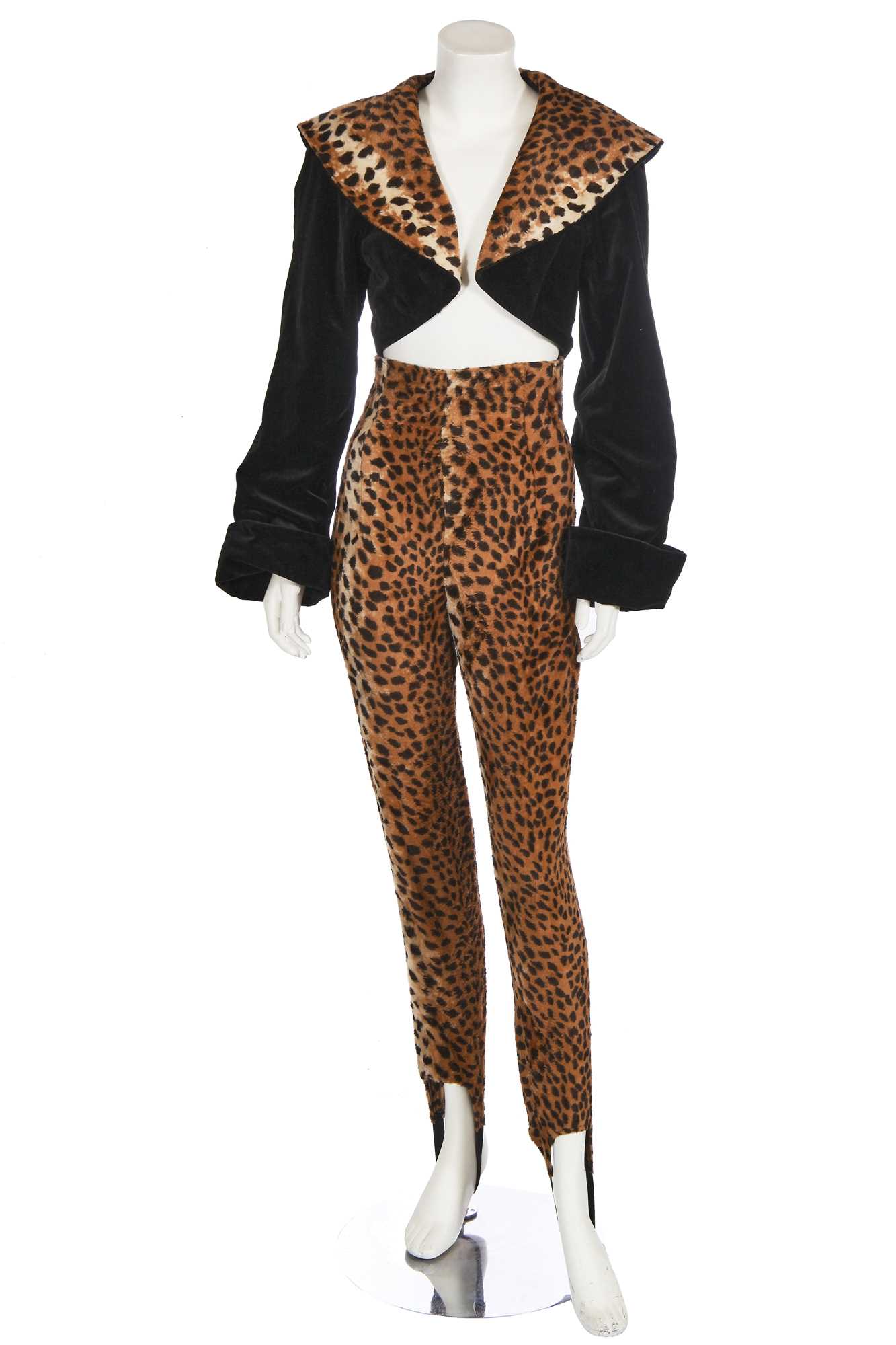 Lot 216 - A Helen Storey black velvet and faux fur ensemble, circa 1990