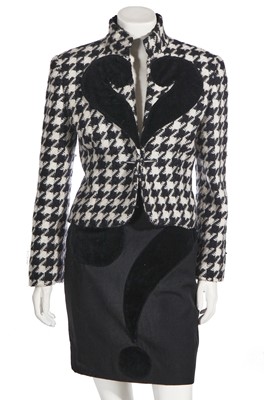 Lot 183 - A Moschino houndstooth and velvet 'question mark' suit, circa 1990