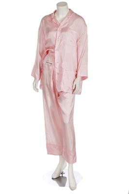 Lot 243 - A Katharine Hamnett pink silk pyjama set, 1980s