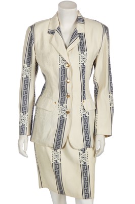 Lot 187 - A Jean Paul Gaultier cream cotton-blend skirt suit, early 1990s