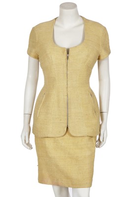 Lot 176 - A Thierry Mugler yellow silk suit, circa 1995