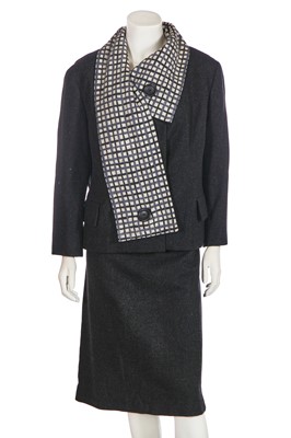 Lot 321 - A Christian Dior London by Marc Bohan grey felted wool suit, 1960s