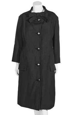 Lot 322 - A Christian Dior London by Marc Bohan black wool coat, 1960s