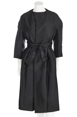 Lot 323 - A Christian Dior London by Marc Bohan black silk coat, 1960s