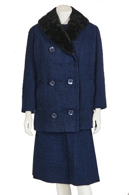 Lot 326 - A Christian Dior London by Marc Bohan blue tweed three-piece suit, 1960s