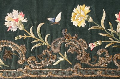 Lot 439 - A pair of finely embroidered velvet lengths,...