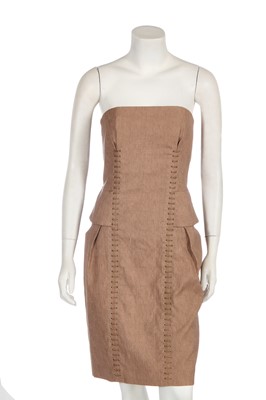 Lot 247 - A Gucci by Frida Giannini brown cotton-silk blend cocktail dress, Spring-Summer 2011