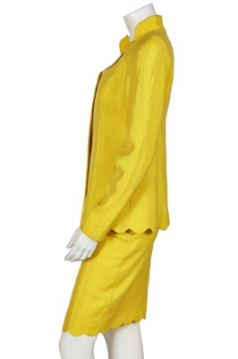 Lot 334 - Shingai of 'The Noisettes' Thierry Mugler yellow wool-blend suit, circa 1990