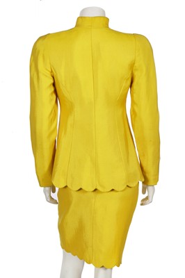 Lot 334 - Shingai of 'The Noisettes' Thierry Mugler yellow wool-blend suit, circa 1990