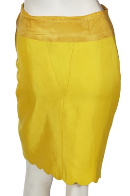 Lot 334 - Shingai of 'The Noisettes' Thierry Mugler yellow wool-blend suit, circa 1990