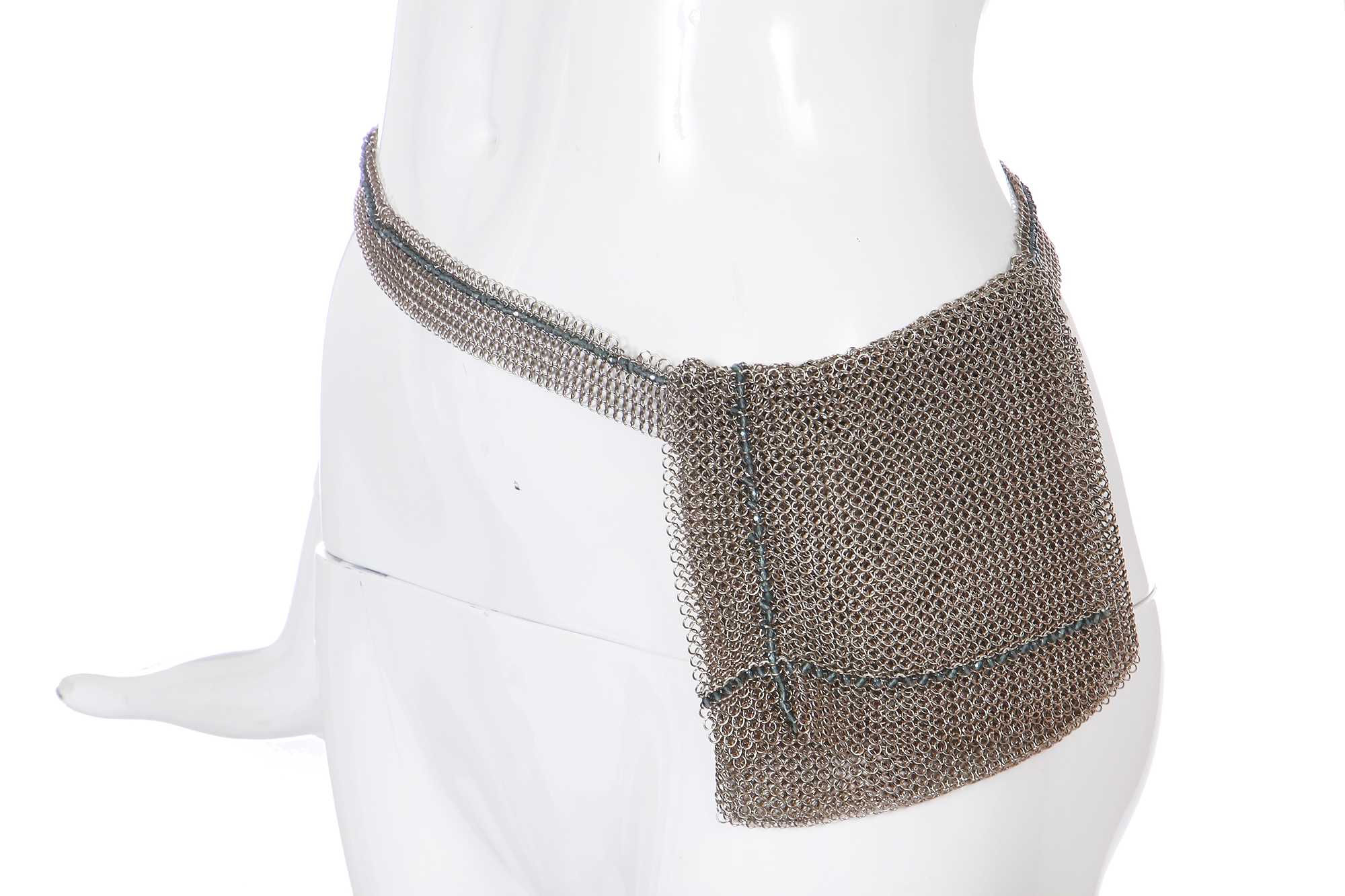 Chanel Silver Chainmail Belt with Pouch Chanel // FW 2004 Silver & Pearl Charm Mademoiselle Belt  main image 3