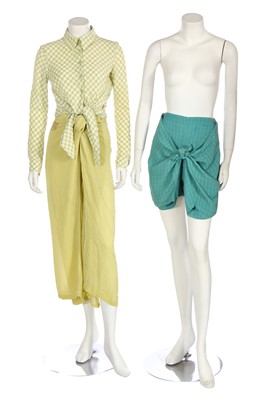 Lot 190 - A Jean Paul Gaultier green gingham ensemble, mid 1990s