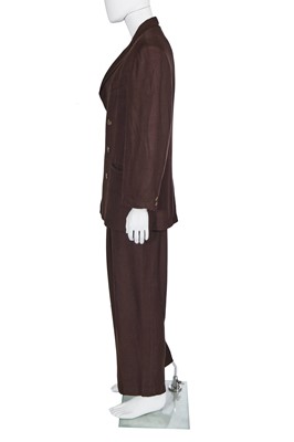 Lot 147 - A Williwear by Willi Smith brown rayon-blend suit, 1980s